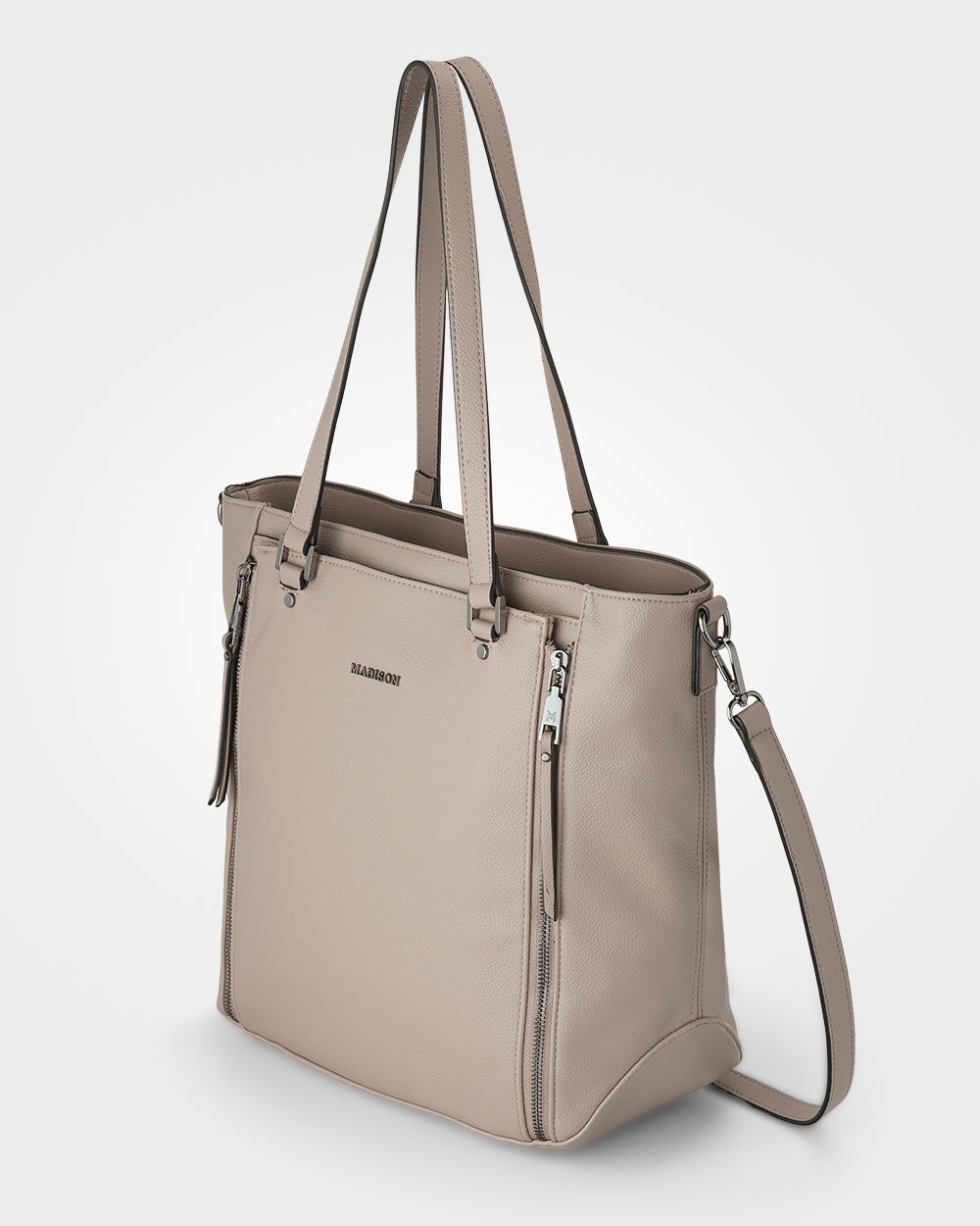 Amelia Large Zip Detail Tote With Crossbody Strap-Handbags-PEROZ Accessories