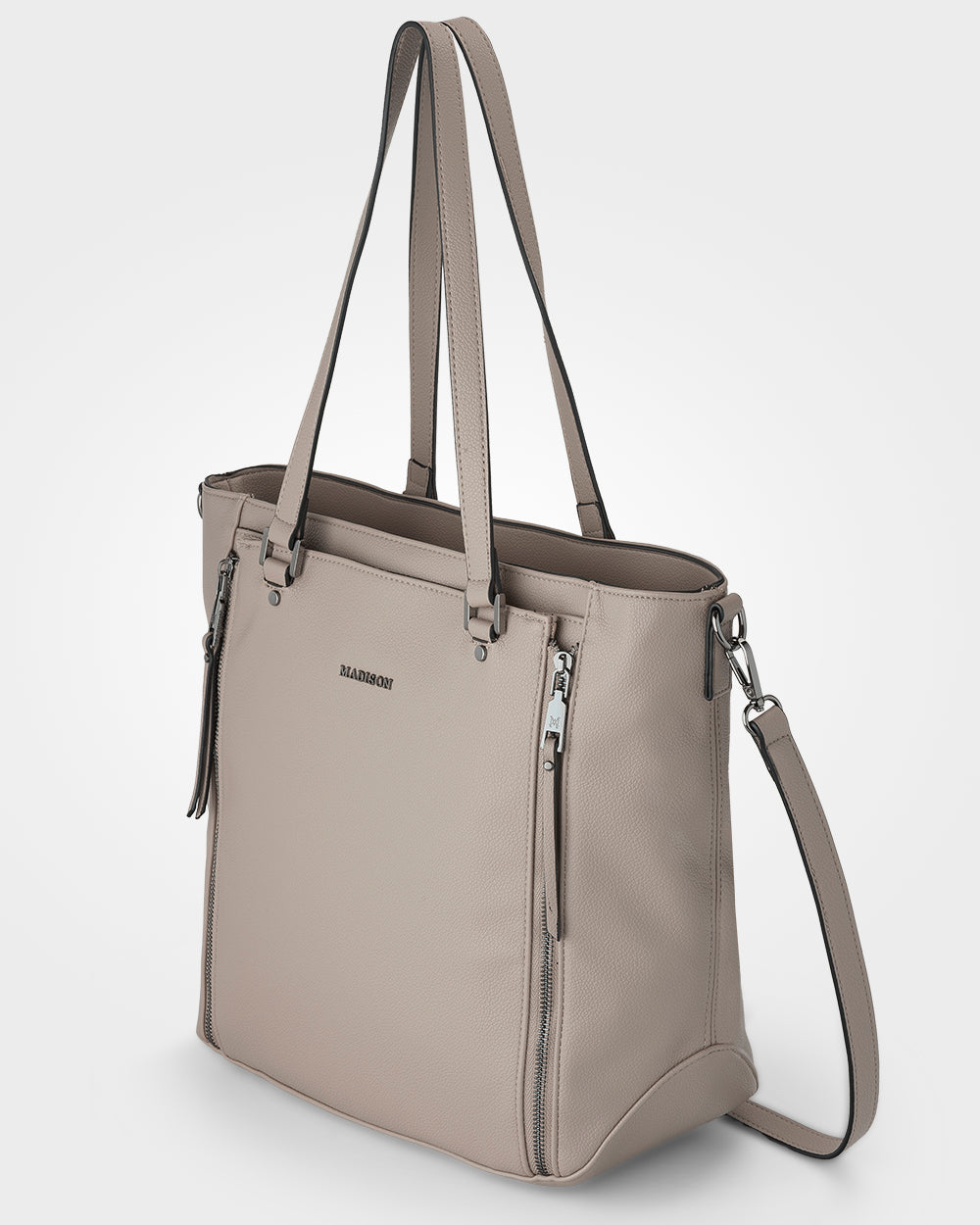 Amelia Large Zip Detail Tote With Crossbody Strap-Handbags-PEROZ Accessories