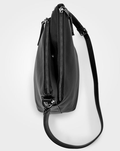 Maya Medium Double Zip Sling Crossbody Bag-Handbags-PEROZ Accessories