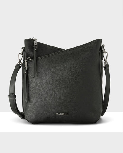 Maya Medium Double Zip Sling Crossbody Bag-Handbags-PEROZ Accessories