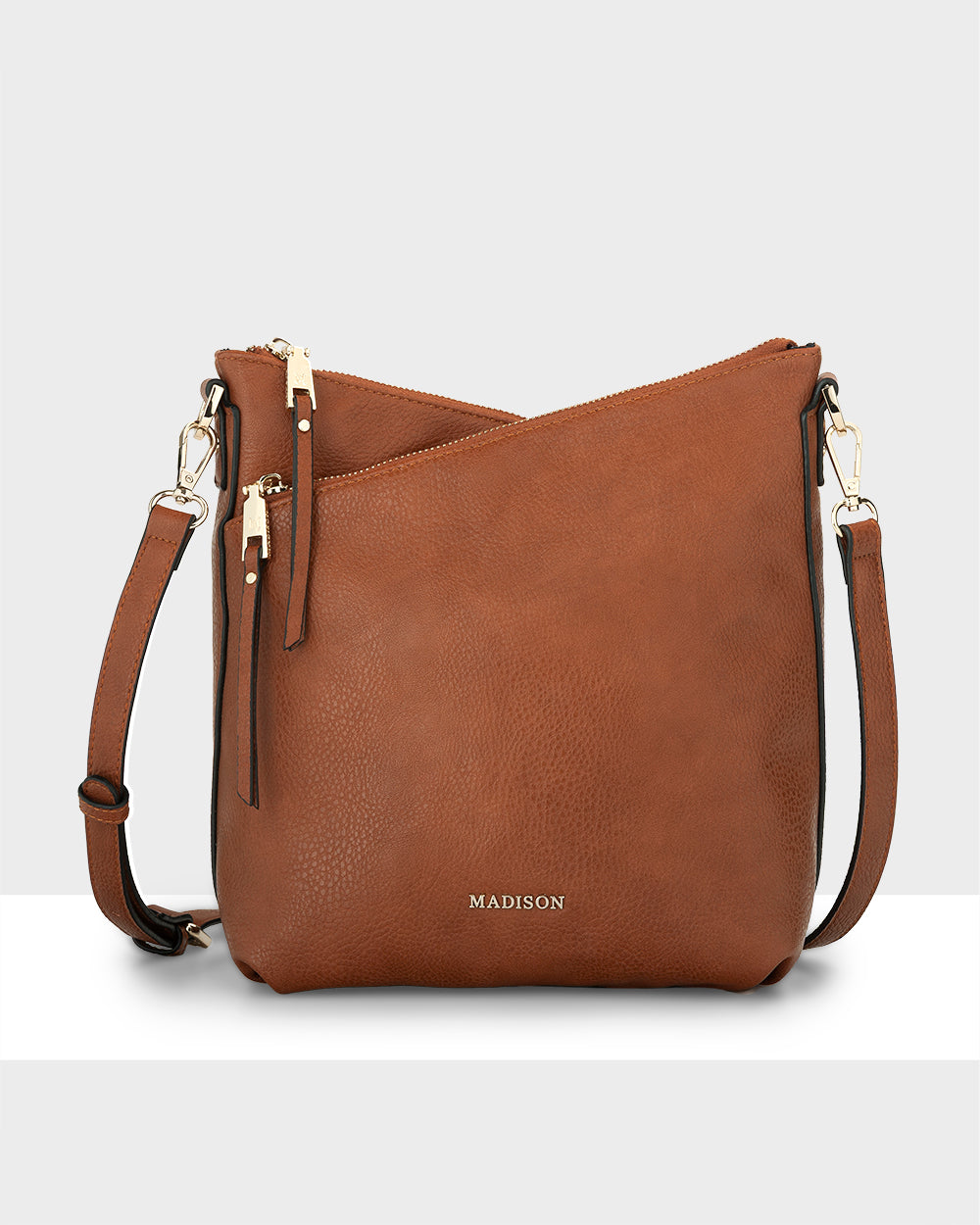 Maya Medium Double Zip Sling Crossbody Bag-Handbags-PEROZ Accessories