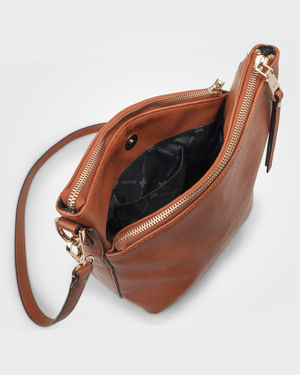 Maya Medium Double Zip Sling Crossbody Bag-Handbags-PEROZ Accessories