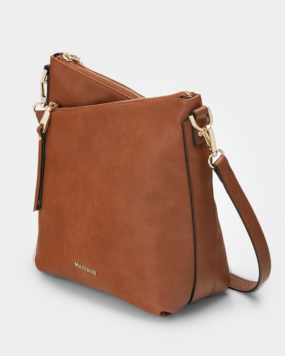 Maya Medium Double Zip Sling Crossbody Bag-Handbags-PEROZ Accessories