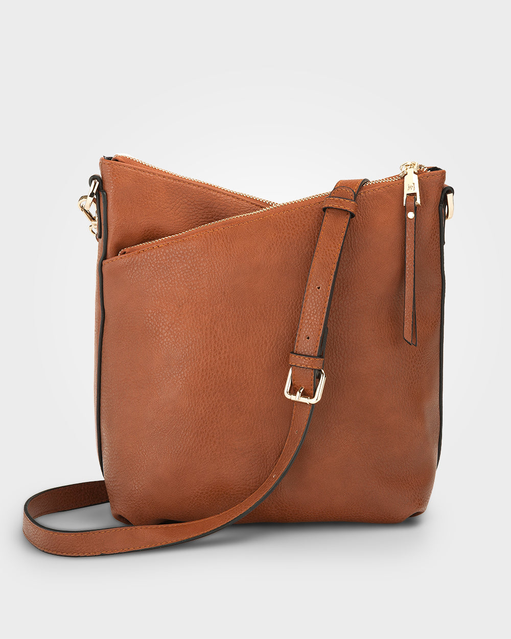 Maya Medium Double Zip Sling Crossbody Bag-Handbags-PEROZ Accessories