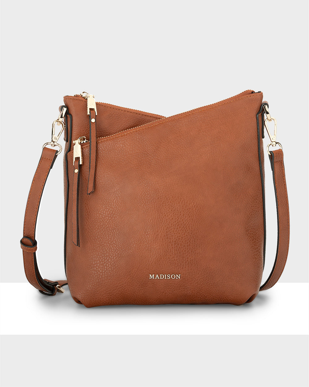 Maya Medium Double Zip Sling Crossbody Bag-Handbags-PEROZ Accessories