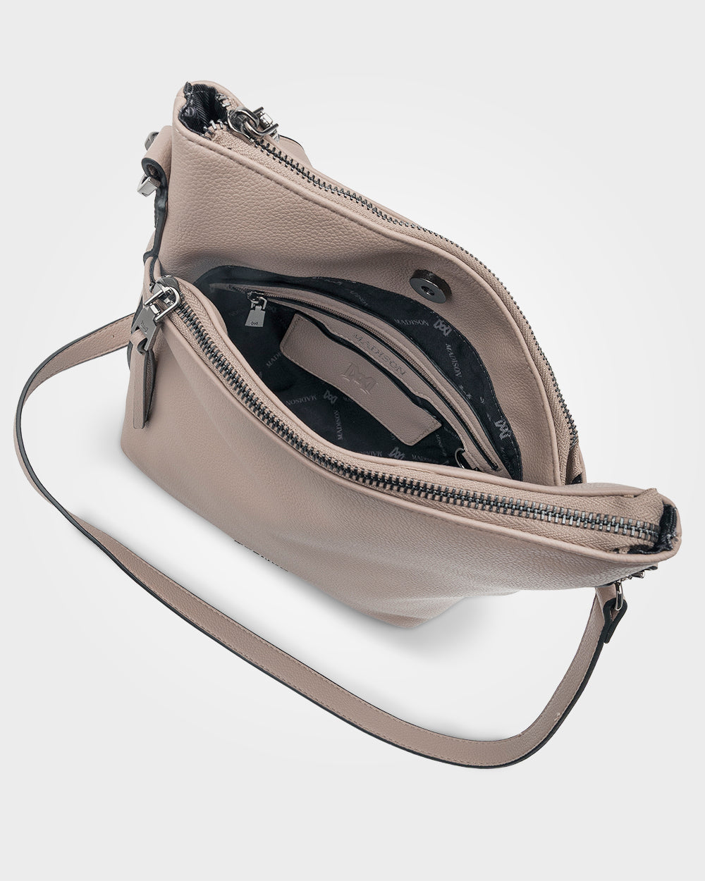 Maya Medium Double Zip Sling Crossbody Bag-Handbags-PEROZ Accessories