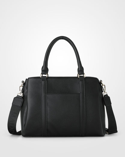 Patricia Medium Zip Top Satchel With 3 Compartments and Webbing Crossbody Strap-Handbags-PEROZ Accessories