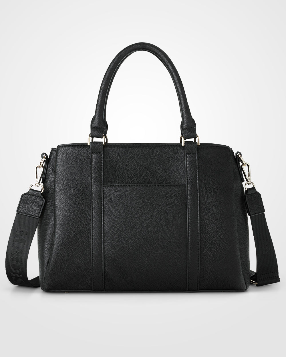 Patricia Medium Zip Top Satchel With 3 Compartments and Webbing Crossbody Strap-Handbags-PEROZ Accessories