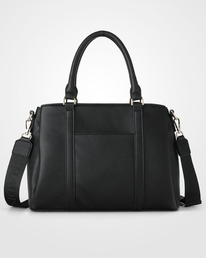 Patricia Medium Zip Top Satchel With 3 Compartments and Webbing Crossbody Strap-Handbags-PEROZ Accessories