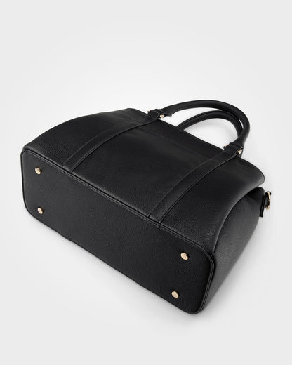 Patricia Medium Zip Top Satchel With 3 Compartments and Webbing Crossbody Strap-Handbags-PEROZ Accessories