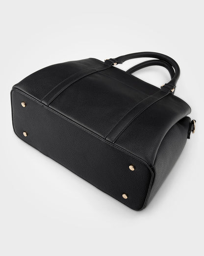 Patricia Medium Zip Top Satchel With 3 Compartments and Webbing Crossbody Strap-Handbags-PEROZ Accessories