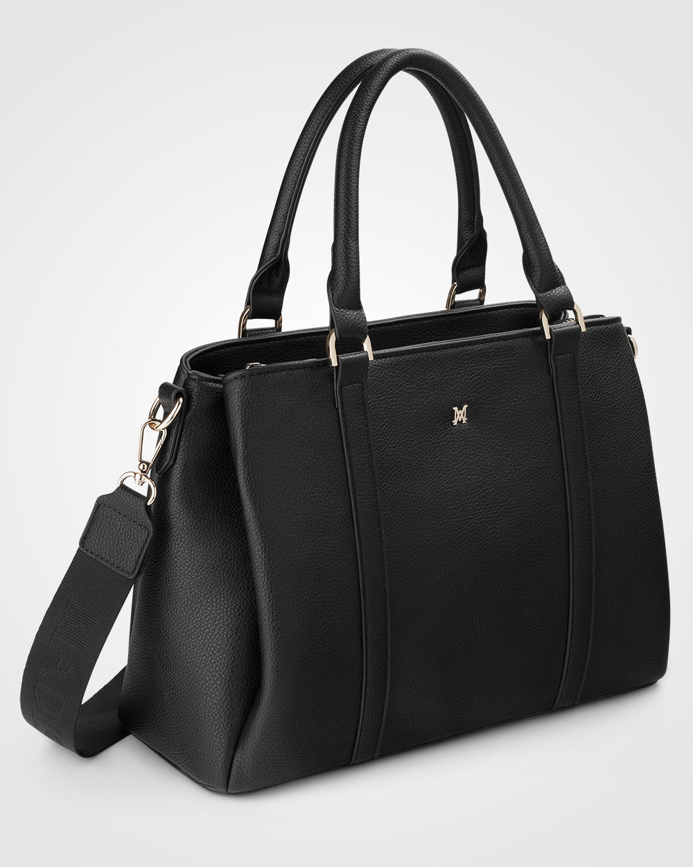 Patricia Medium Zip Top Satchel With 3 Compartments and Webbing Crossbody Strap-Handbags-PEROZ Accessories