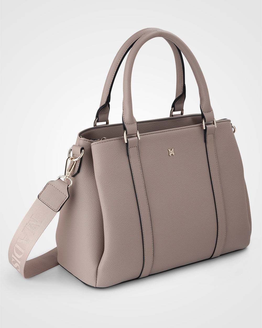 Patricia Medium Zip Top Satchel With 3 Compartments and Webbing Crossbody Strap-Handbags-PEROZ Accessories