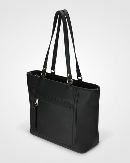 Roxanne Medium Tote With Front Zip Pocket-Handbags-PEROZ Accessories