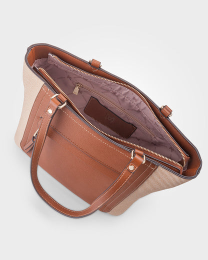 Roxanne Medium Tote With Front Zip Pocket-Handbags-PEROZ Accessories