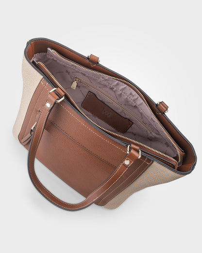 Roxanne Medium Tote With Front Zip Pocket-Handbags-PEROZ Accessories