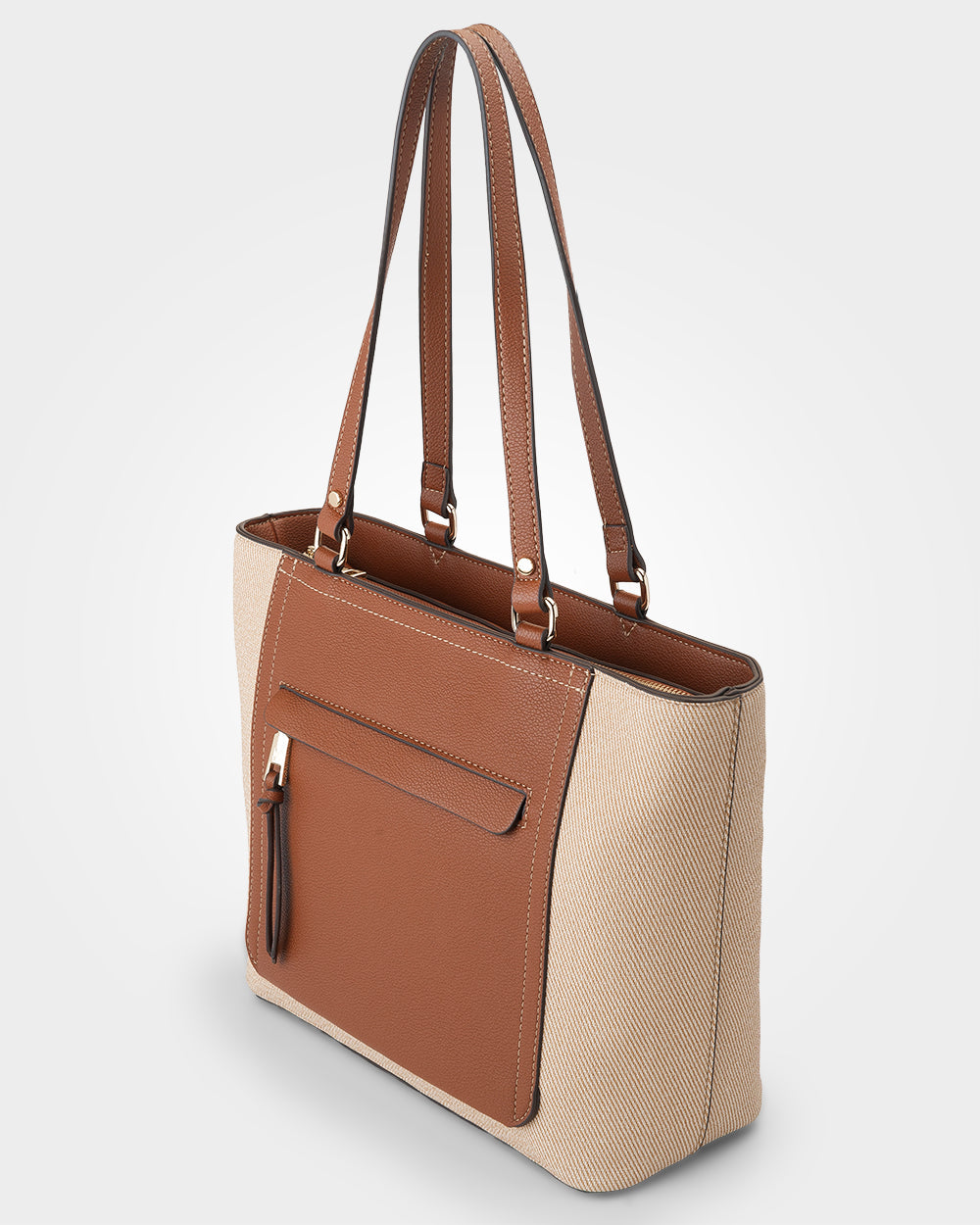 Roxanne Medium Tote With Front Zip Pocket-Handbags-PEROZ Accessories