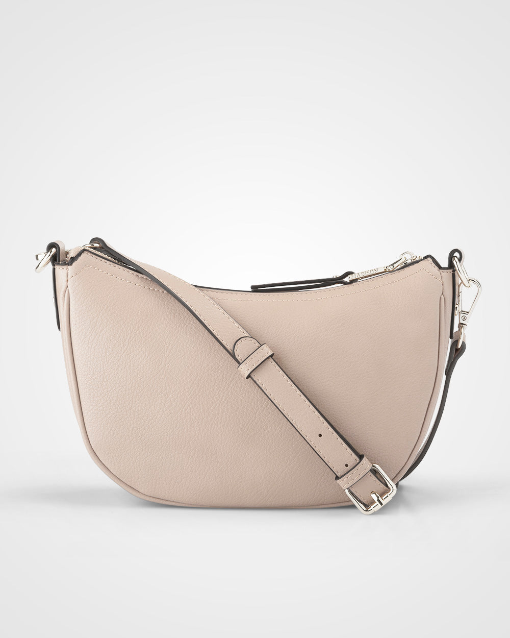 Layla Zip Top Curved Crossbody With Monogram Strap-Handbags-PEROZ Accessories