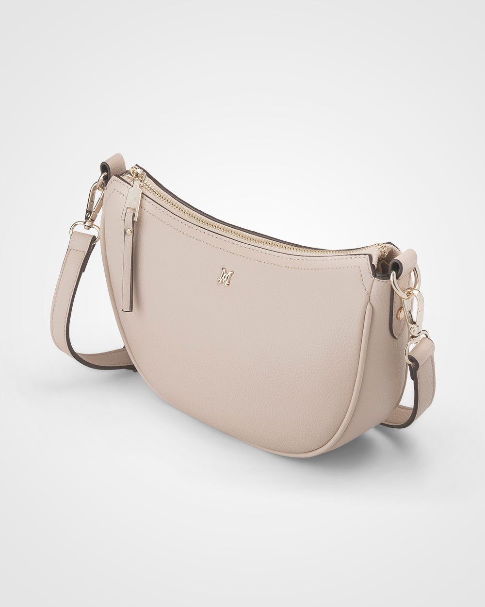 Layla Zip Top Curved Crossbody With Monogram Strap-Handbags-PEROZ Accessories