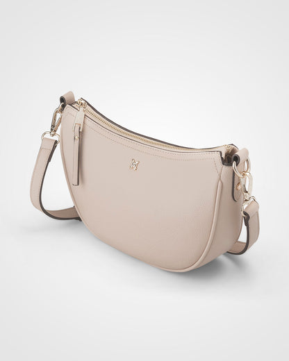 Layla Zip Top Curved Crossbody With Monogram Strap-Handbags-PEROZ Accessories