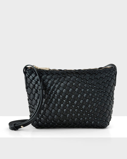 Leah Weave Small Zip Top Crossbody Bag-Handbags-PEROZ Accessories