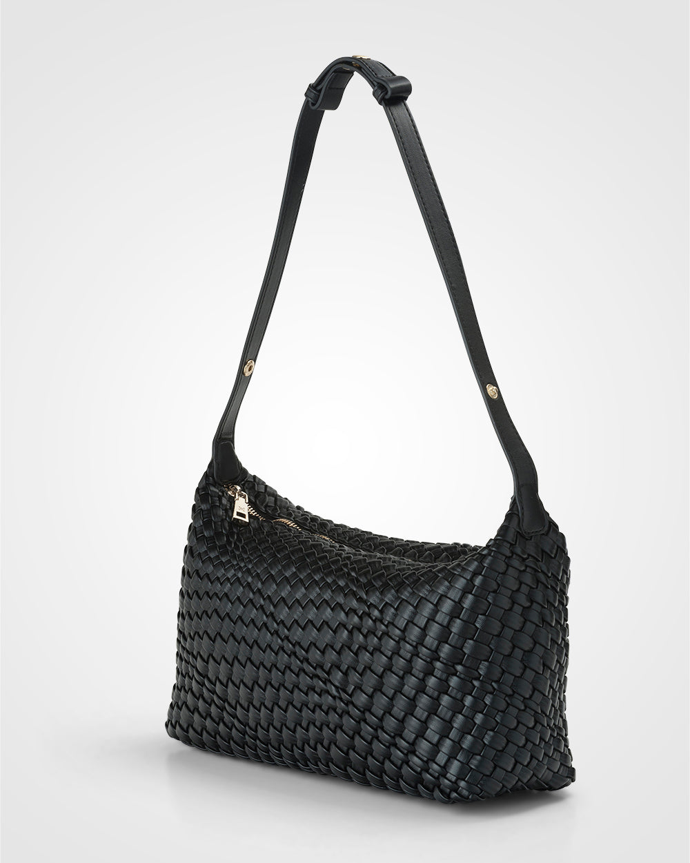 Logan Weave Zip Top Medium Hobo Shoulder Bag-Handbags-PEROZ Accessories