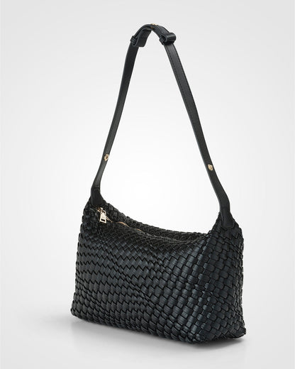 Logan Weave Zip Top Medium Hobo Shoulder Bag-Handbags-PEROZ Accessories