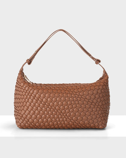 Logan Weave Zip Top Medium Hobo Shoulder Bag-Handbags-PEROZ Accessories