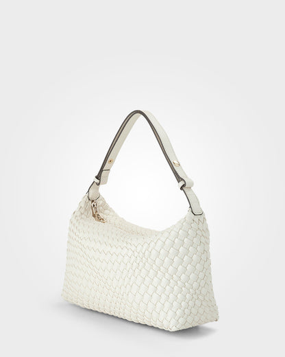 Logan Weave Zip Top Medium Hobo Shoulder Bag-Handbags-PEROZ Accessories