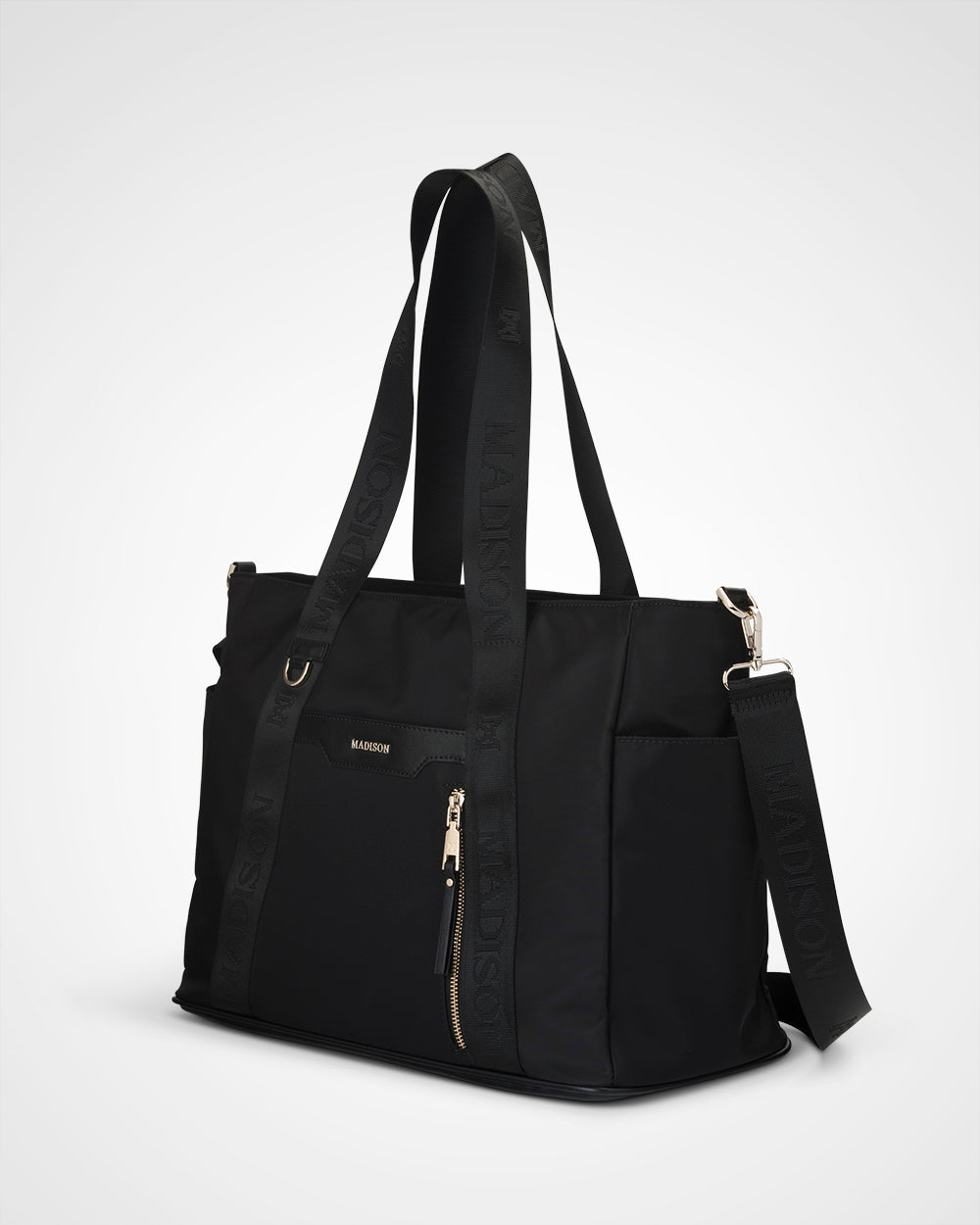 Anita Large Nylon Tote Bag With Monogram Webbing Strap-PEROZ Accessories