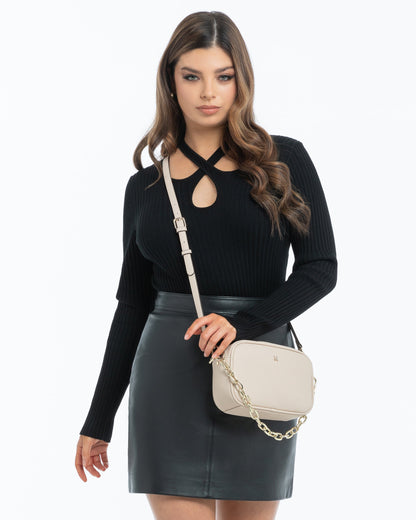 Monica Camera Crossbody Bag + O Link Chain Strap-Handbags-PEROZ Accessories