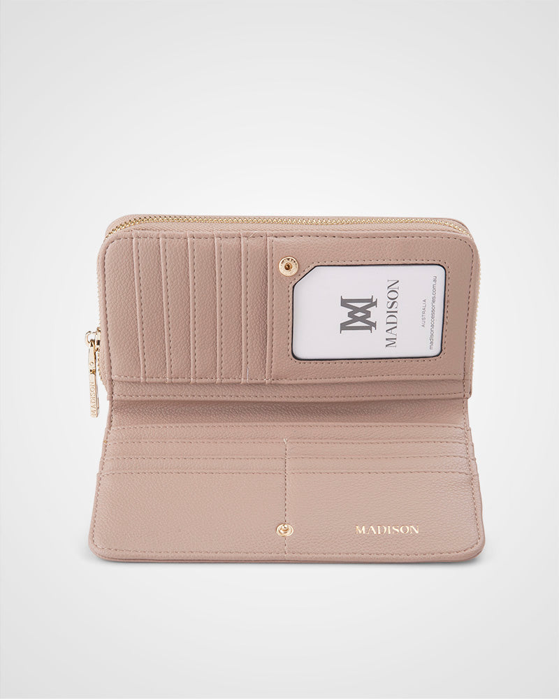 Mila Zip Around Large Wallet With Front Tab Card Section-PEROZ Accessories