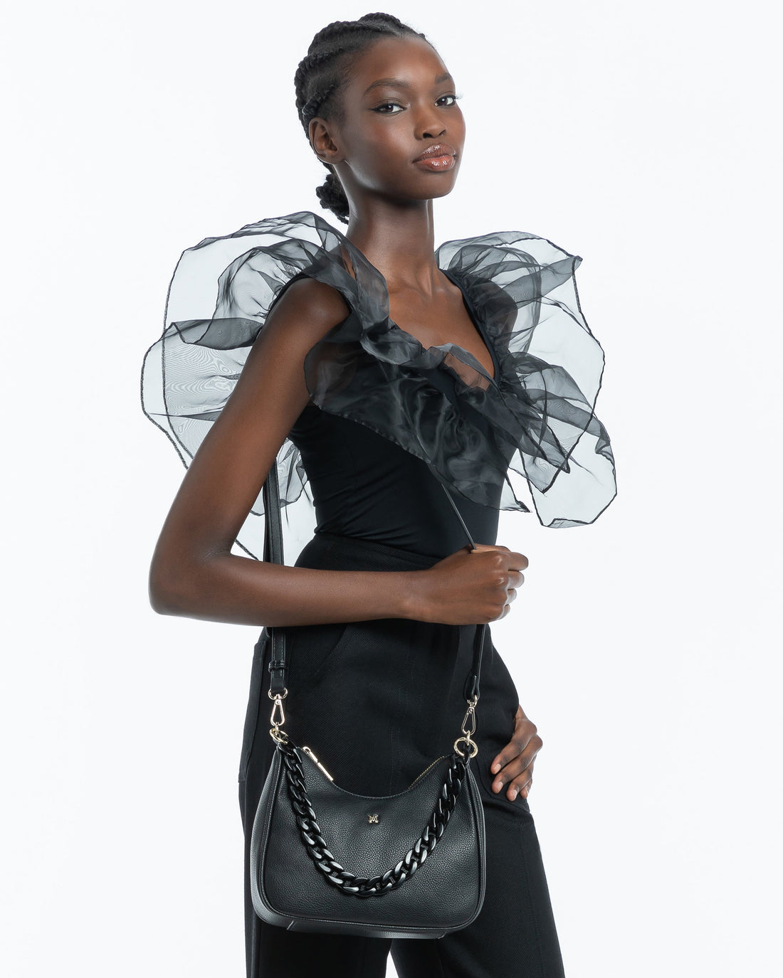 Olivia Crescent Crossbody With Chain + Resin Chain Strap-PEROZ Accessories