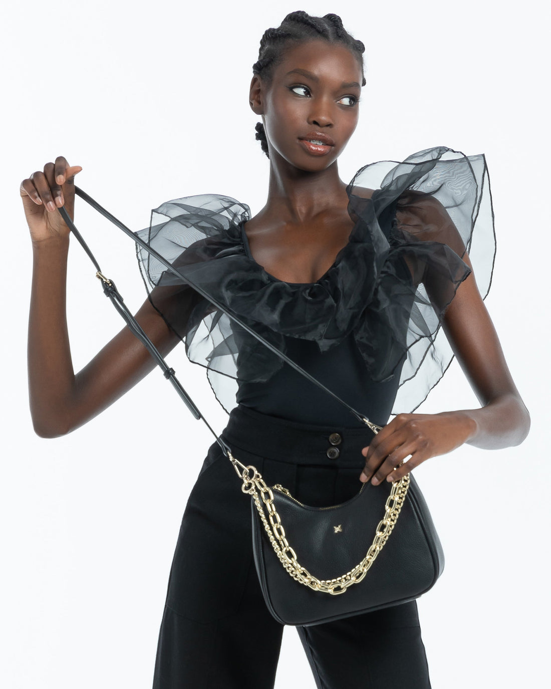 Olivia Crescent Crossbody With Chain + Large O-Chain Strap-PEROZ Accessories