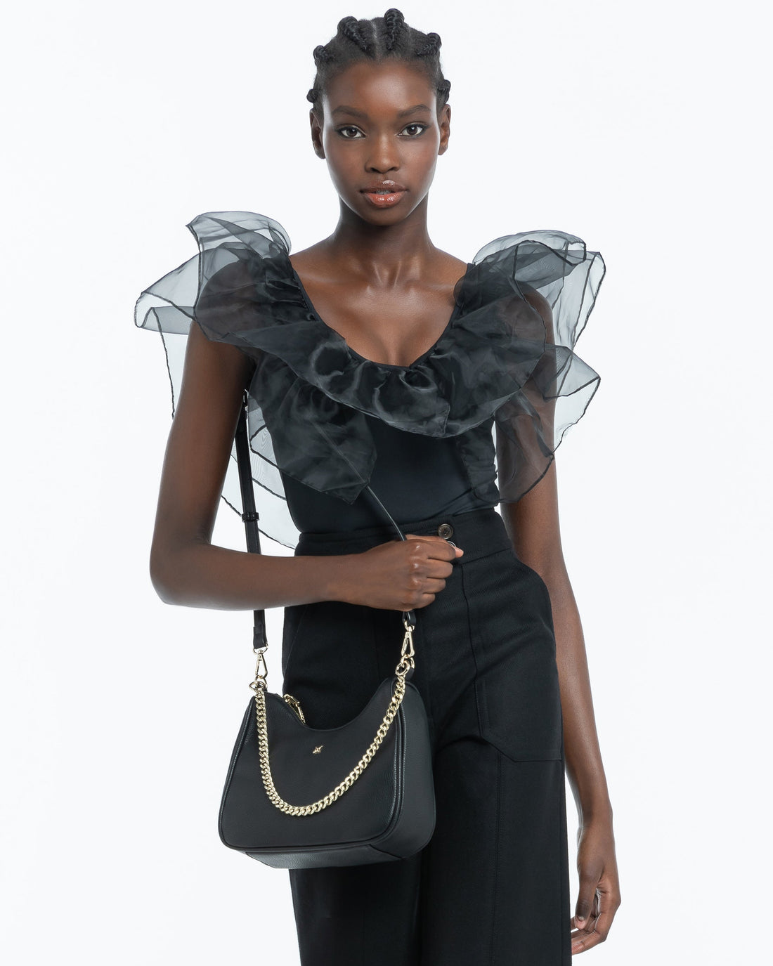 Olivia Crescent Hobo Crossbody With Chain Strap-PEROZ Accessories