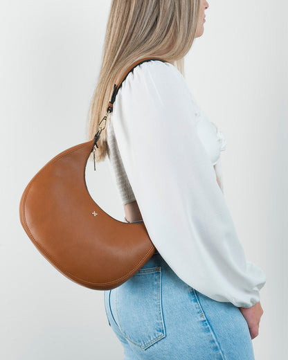 Pia Crescent Shoulder Bag With Crossbody Strap + Graphic Bag Strap-PEROZ Accessories