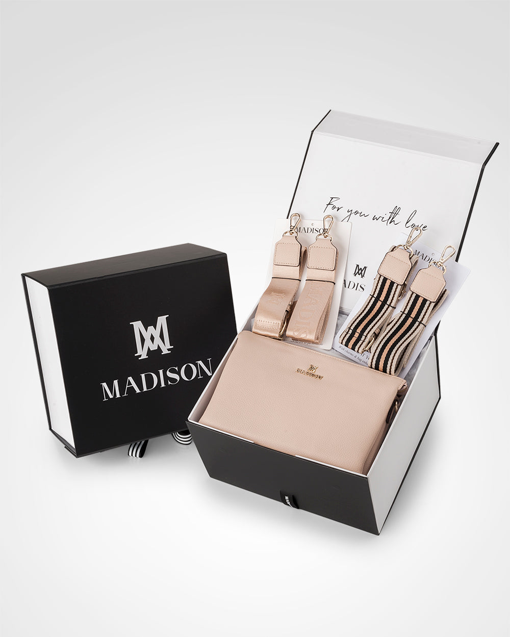 Avery Stripe &quot;Wear It 3 Ways&quot; Handbag &amp; Bag Straps Giftbox-PEROZ Accessories