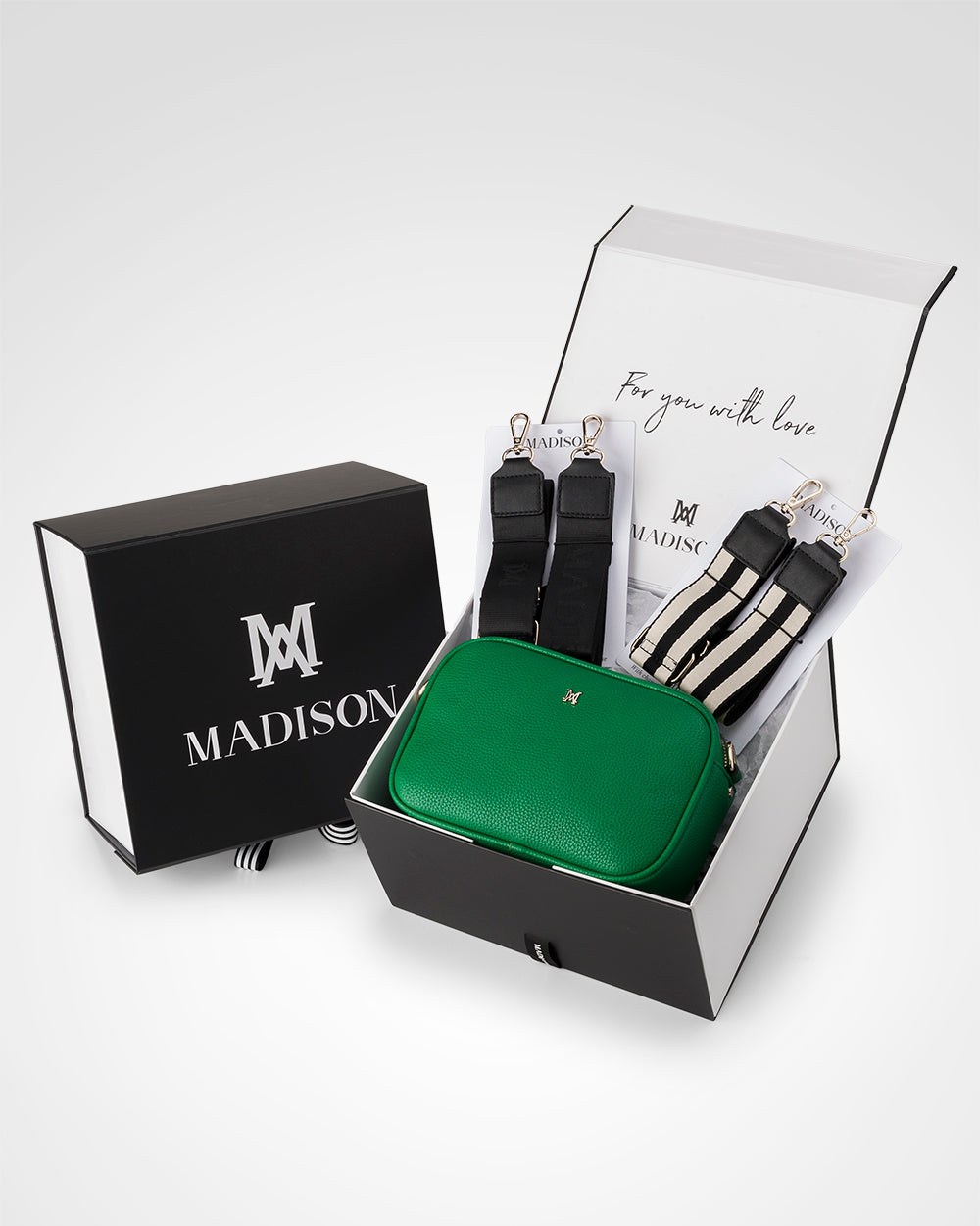 Monica Stripe &quot;Wear It 3 Ways&quot; Handbag &amp; Bag Straps Giftbox-PEROZ Accessories