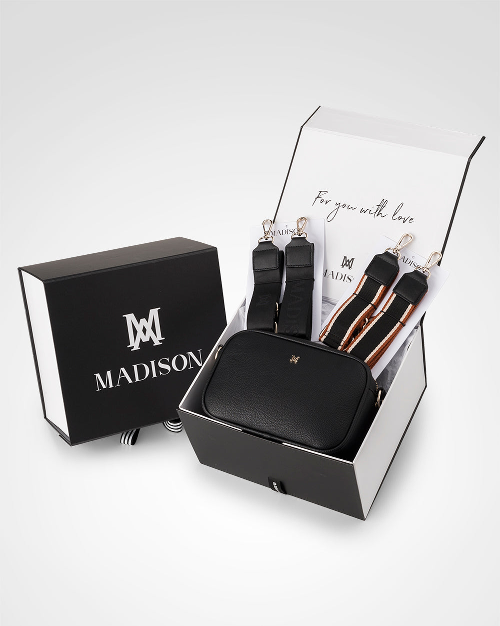 Monica Stripe &quot;Wear It 3 Ways&quot; Handbag &amp; Bag Straps Giftbox-PEROZ Accessories