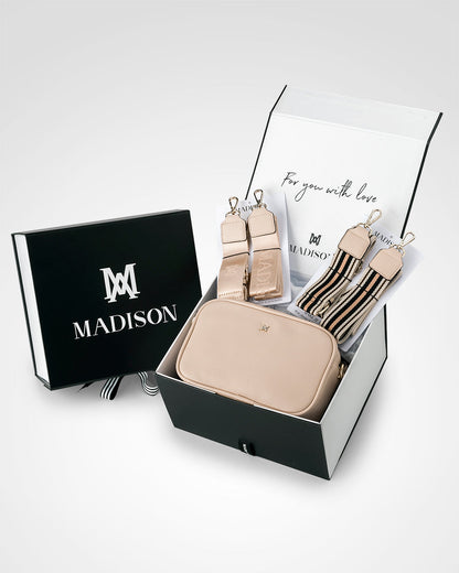Monica Stripe &quot;Wear It 3 Ways&quot; Handbag &amp; Bag Straps Giftbox-PEROZ Accessories