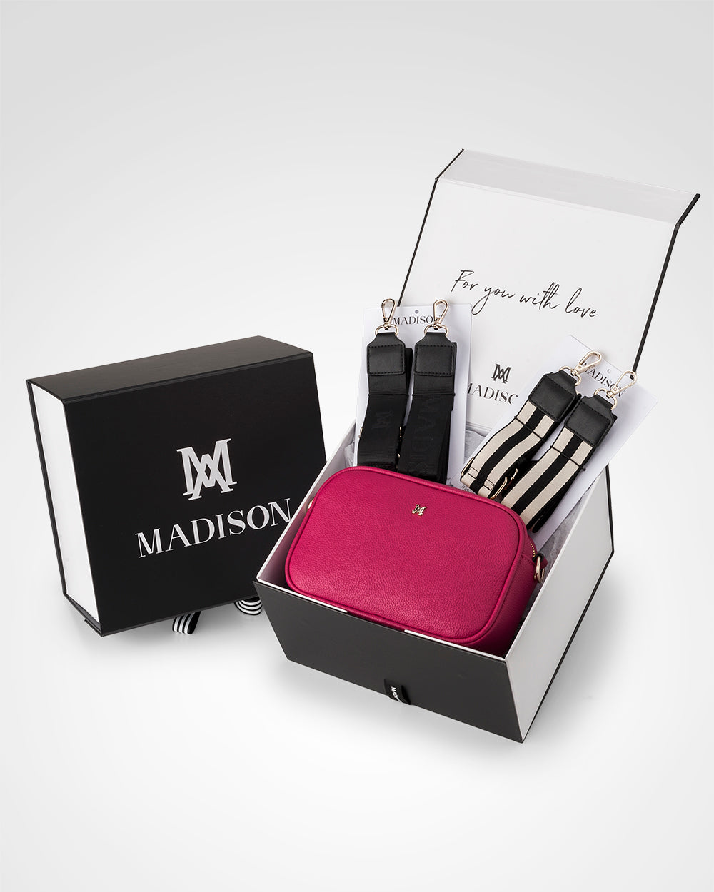 Monica Stripe &quot;Wear It 3 Ways&quot; Handbag &amp; Bag Straps Giftbox-PEROZ Accessories
