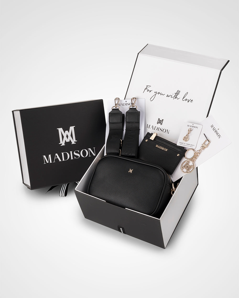 Monica Monogram 5 Piece Giftbox - Handbag, Bag Strap, Cardholder, Keychain &amp; Personalisation Charm-PEROZ Accessories