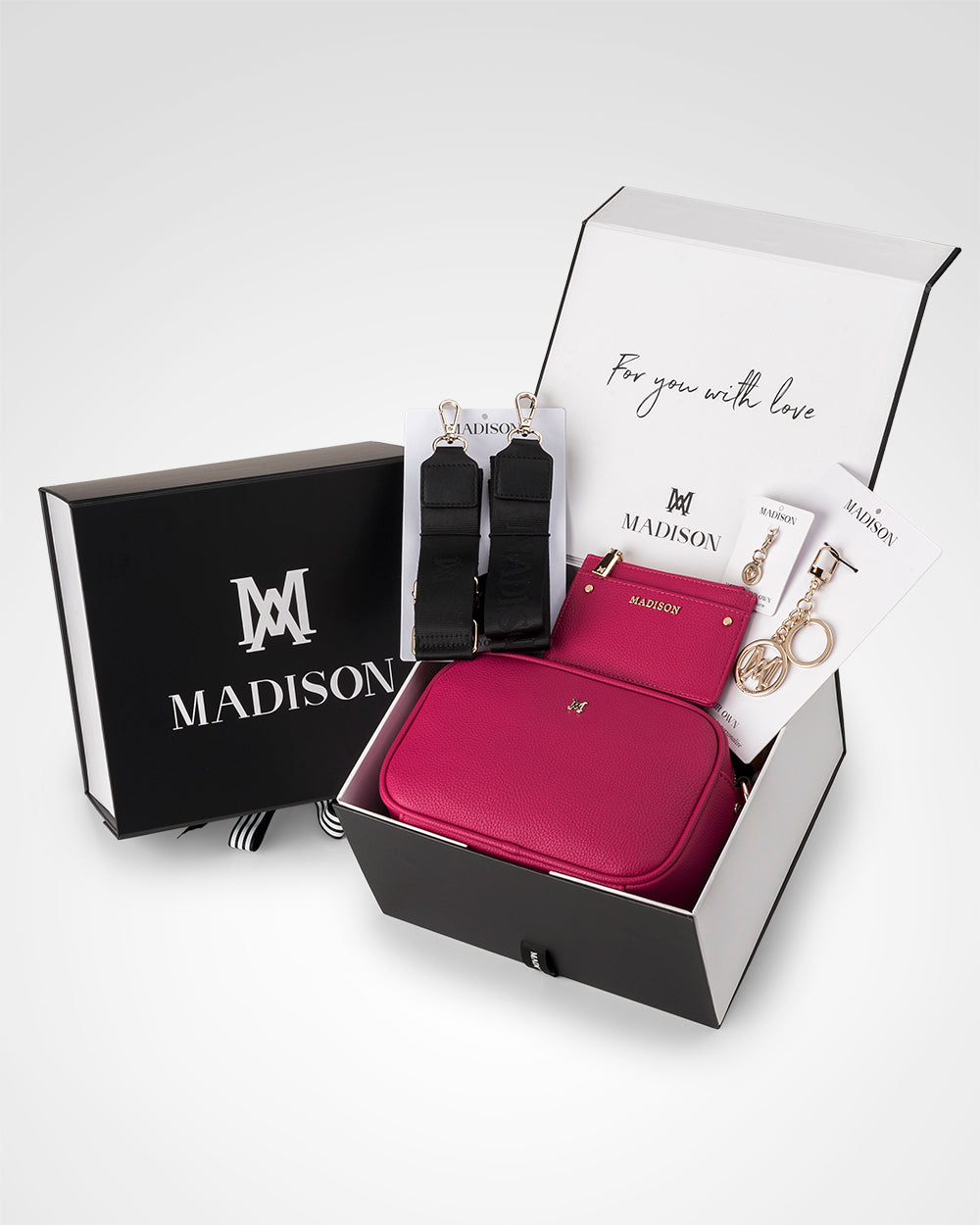 Monica Monogram 5 Piece Giftbox - Handbag, Bag Strap, Cardholder, Keychain &amp; Personalisation Charm-PEROZ Accessories
