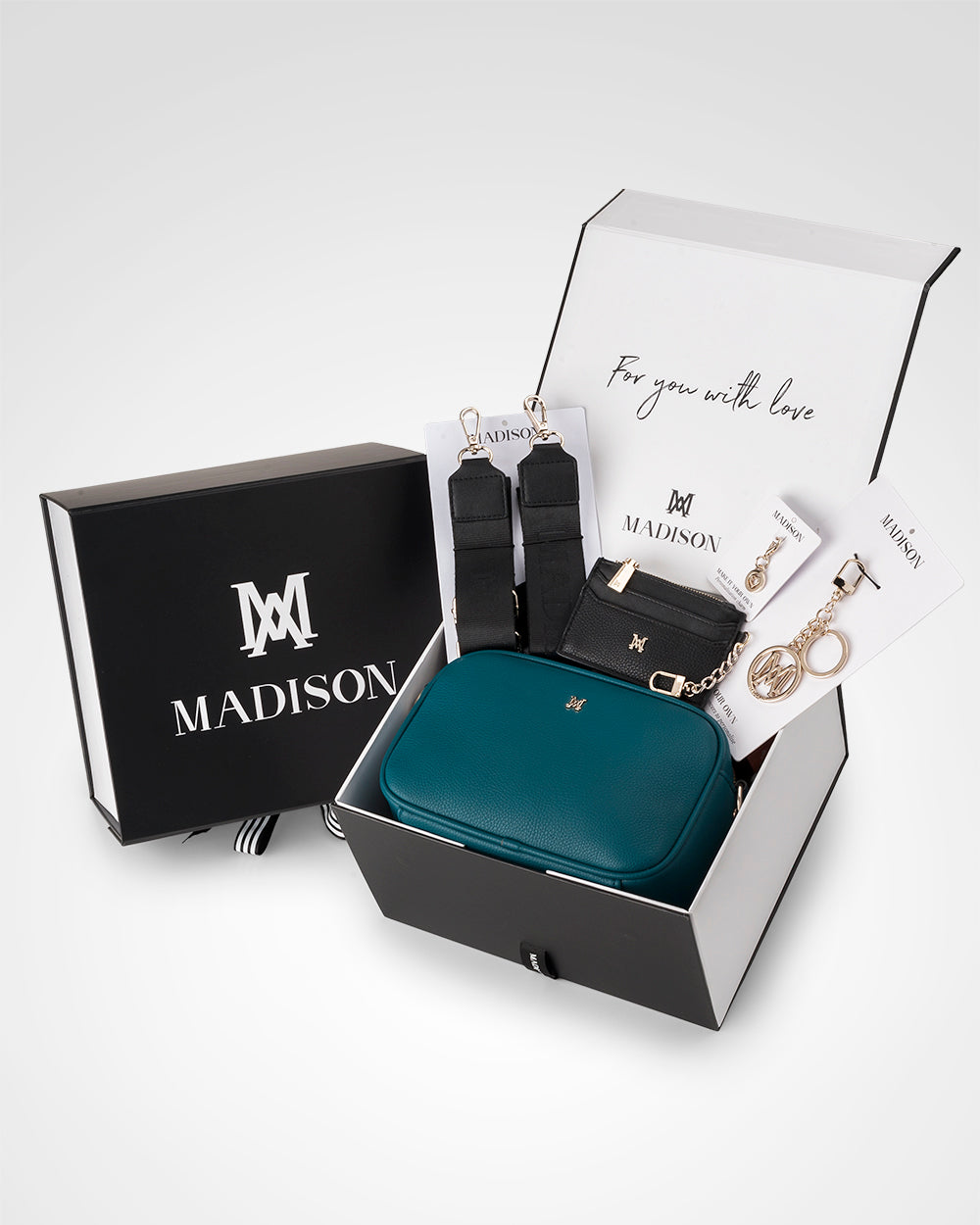 Monica Monogram 5 Piece Giftbox - Handbag, Bag Strap, Cardholder, Keychain &amp; Personalisation Charm-PEROZ Accessories