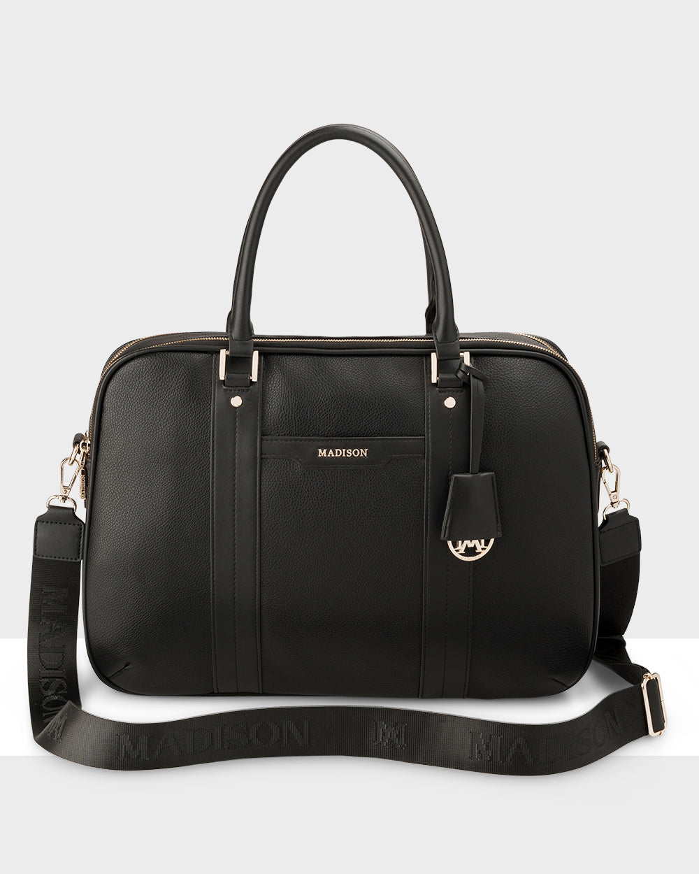 Trudi Double Zip Top Laptop Work Bag + Monogram Strap-Handbags-PEROZ Accessories