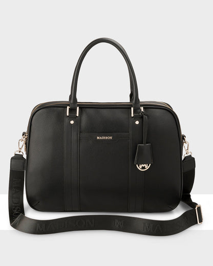 Trudi Double Zip Top Laptop Work Bag + Monogram Strap-Handbags-PEROZ Accessories