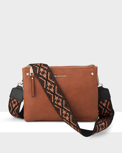 Charlotte Double Zip Crossbody Bag + Aztec Bag Strap-PEROZ Accessories