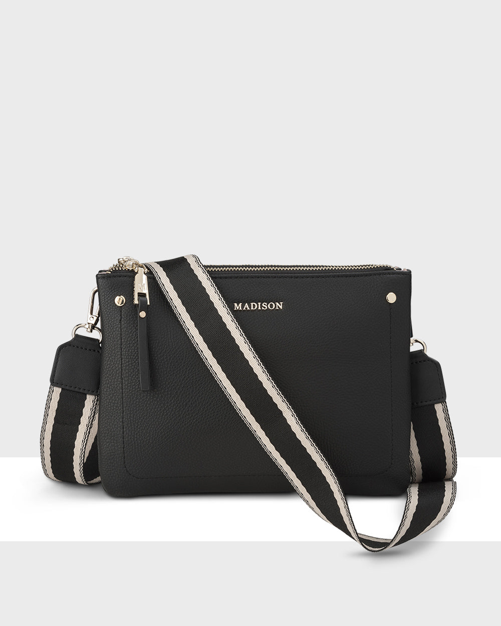 Charlotte Double Zip Crossbody Bag + Stripe Bag Strap-PEROZ Accessories