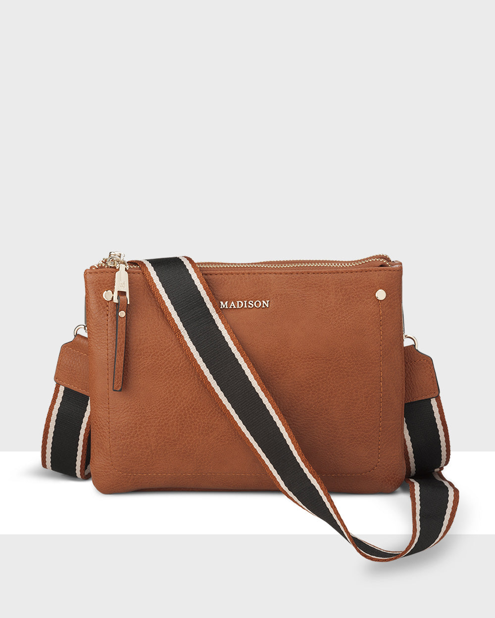 Charlotte Double Zip Crossbody Bag + Stripe Bag Strap-PEROZ Accessories