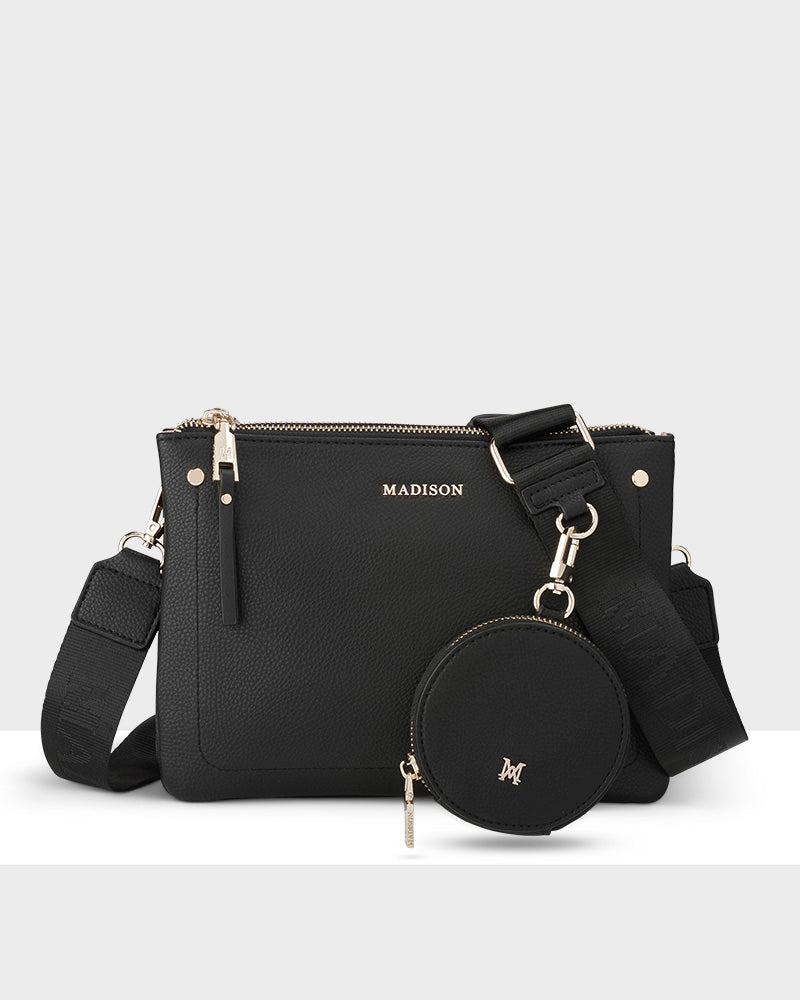 Charlotte Double Zip Crossbody Bag + Utility Bag Strap-Handbags-PEROZ Accessories